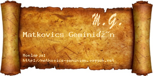 Matkovics Geminián névjegykártya